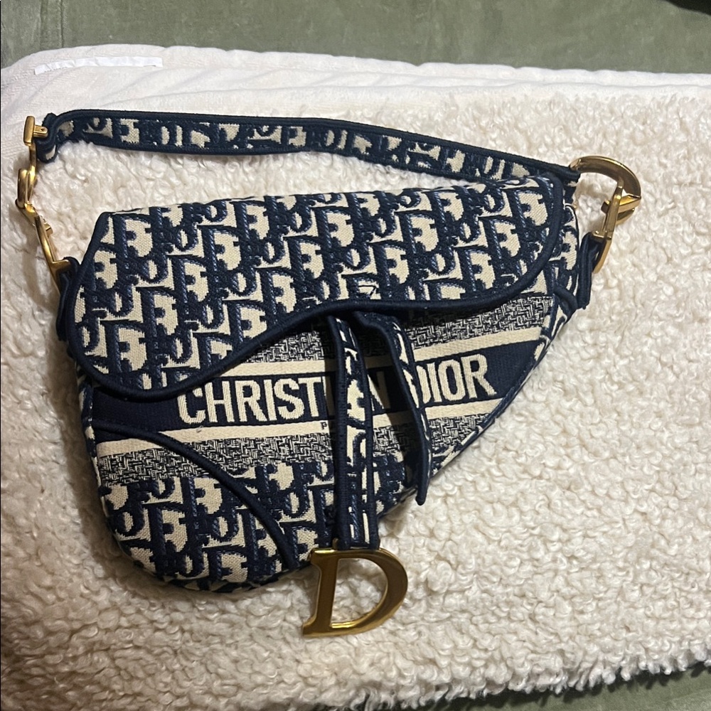 CD Blue and Cream Saddle Bag